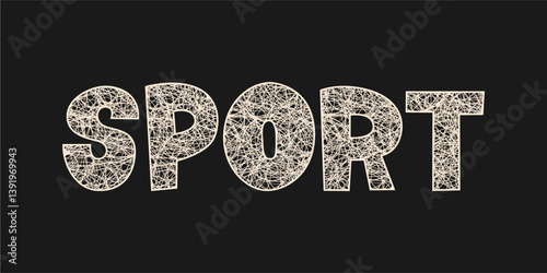 typography SPORT word art illustration, editable text effect, eps file format