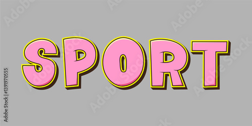 typography SPORT word art illustration, editable text effect, eps file format