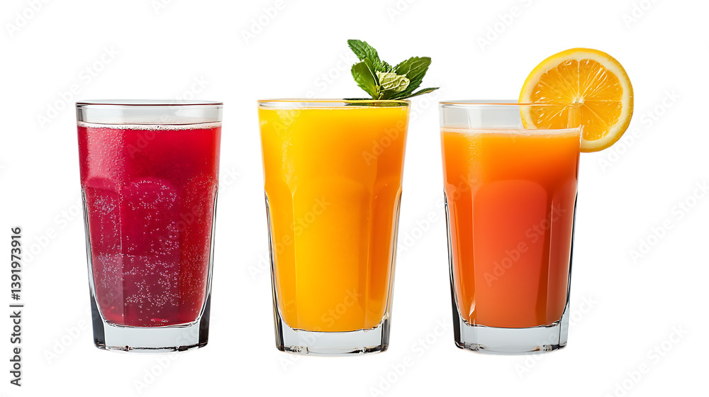 Pack of Juice in Glass set of Three Different Poses set Against Transparent Background for Beverage, Refreshment, or Drink Promotion Projects Pack of Juice in Glass set of Three Different Poses set Against Transparent Background for Beverage, Refreshment, or Drink Promotion Projects