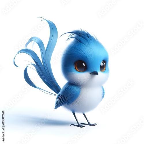 A Javan paradise flycatcher baby with expressive eyes and vibrant color perched calmly