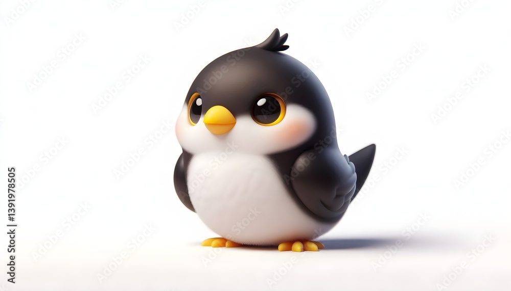 Obraz premium A baby maleo bird with yellow face and crest stands playfully in soft light