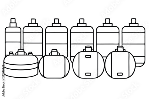 Fuel tank line art abstract vector drawing clean black white