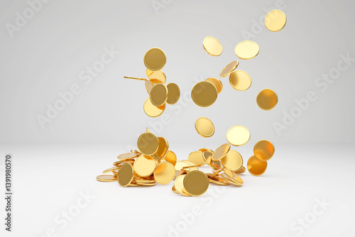 golden coins on white background 