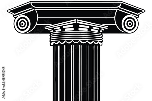 Ancient pillar Silhouette Vector.