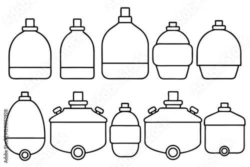 Fuel tank line art design simple minimalistic monochrome illustration