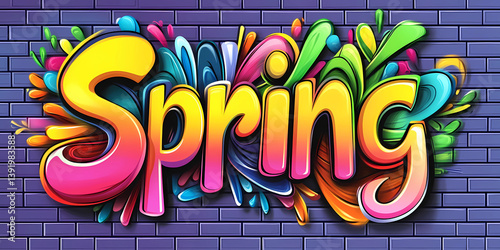 spring logo graffiti style