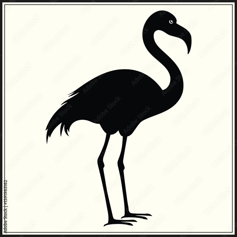 Fototapeta premium Flamingo Silhouette, Elegant Bird