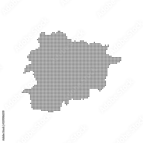 vector map of andorra in halftone dotted style. simple black and white design isolated on white background, perfect for travel, geography, and political map concepts