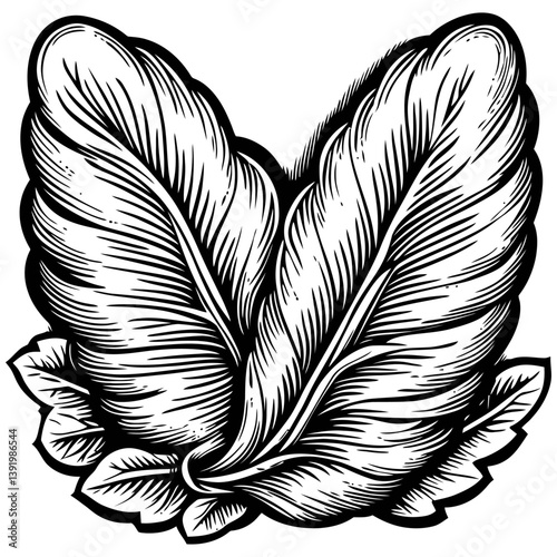 Detailed Vector Design of Leafy Plant Element for Illustrations