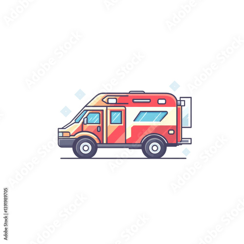 Wallpaper Mural Red Camper Van Illustration - Adventure Travel Icon Torontodigital.ca