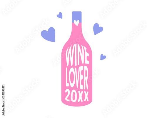 Wine Bottle. Wine Lover. Wine festival. Vector.