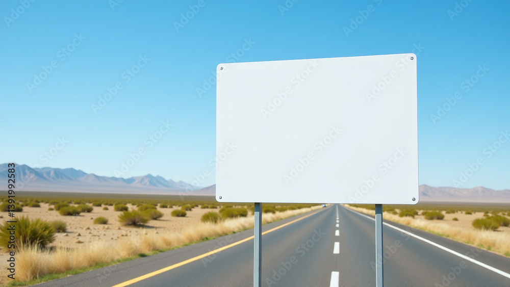 Fototapeta premium blank roadside sign perfectly suited road advertisements clear blue