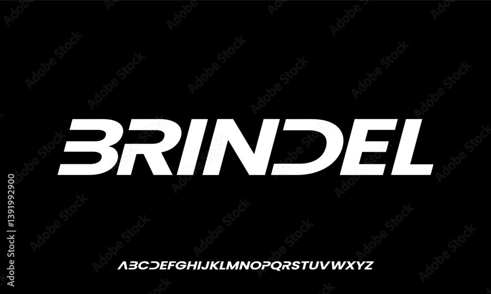 Obraz premium BRINDEL FONT, Sport Modern Italic Alphabet Font. Typography urban style fonts for technology, digital, movie logo design. vector illustration
