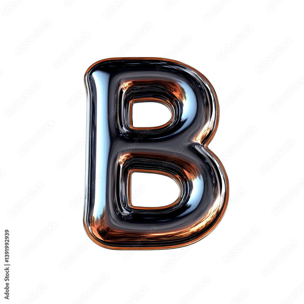 Shiny Chrome Balloon Letter B - 3D Render Shiny Chrome Balloon Letter B - 3D Render