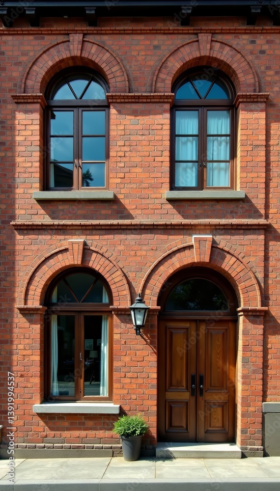 - Weathered brick building facade with arched windows, rustic charm, old, rustic - Weathered brick building facade with arched windows, rustic charm, old, rustic