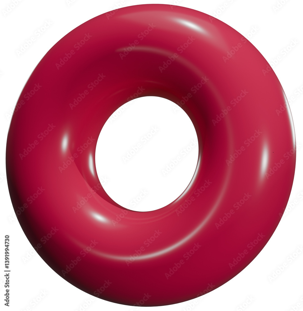 3D Red Torus Donut Shape Isolated 3D Red Torus Donut Shape Isolated