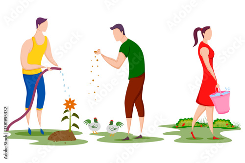 worker doing Agriculture and Farming for Agribusiness in Rural landscape