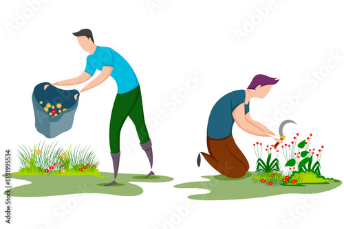 worker doing Agriculture and Farming for Agribusiness in Rural landscape
