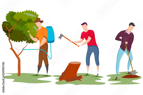 worker doing Agriculture and Farming for Agribusiness in Rural landscape