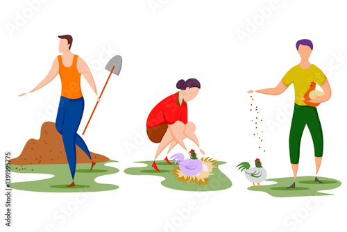 worker doing Agriculture and Farming for Agribusiness in Rural landscape