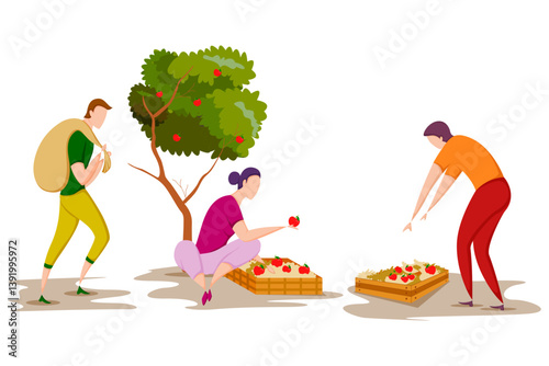 worker doing Agriculture and Farming for Agribusiness in Rural landscape