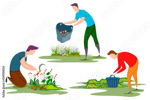 worker doing Agriculture and Farming for Agribusiness in Rural landscape