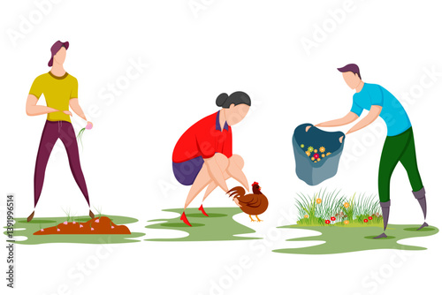worker doing Agriculture and Farming for Agribusiness in Rural landscape