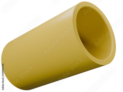 3D Yellow Hollow Cylinder Isolated