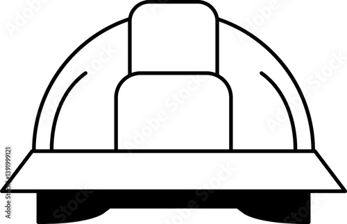 black and white flat icon vector of hard hat
