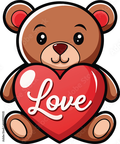 A cute teddy bear holding a heart vector design