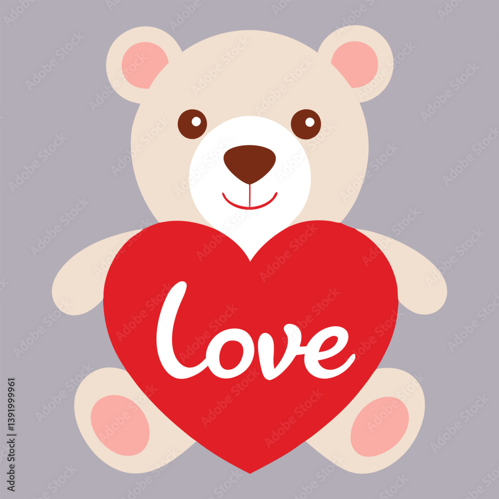 A cute teddy bear holding a heart vector design A cute teddy bear holding a heart vector design