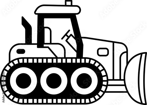 black and white flat icon vector of loader tractor