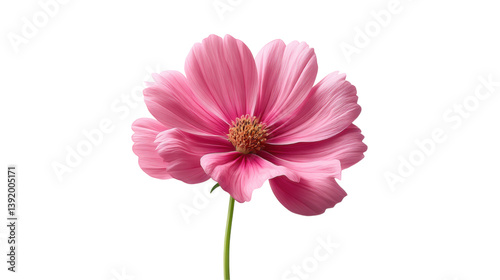 isolated transparent Background. light pink cosmos flower with delicate petals and soft natural shadow, exuding beauty and grace