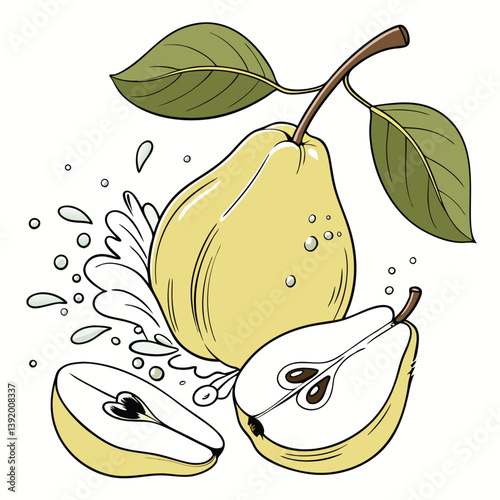 Nêspera fresca, suculento. Fundo branco com gotas de água, splash. Comidas, frutas maduras e frescas.