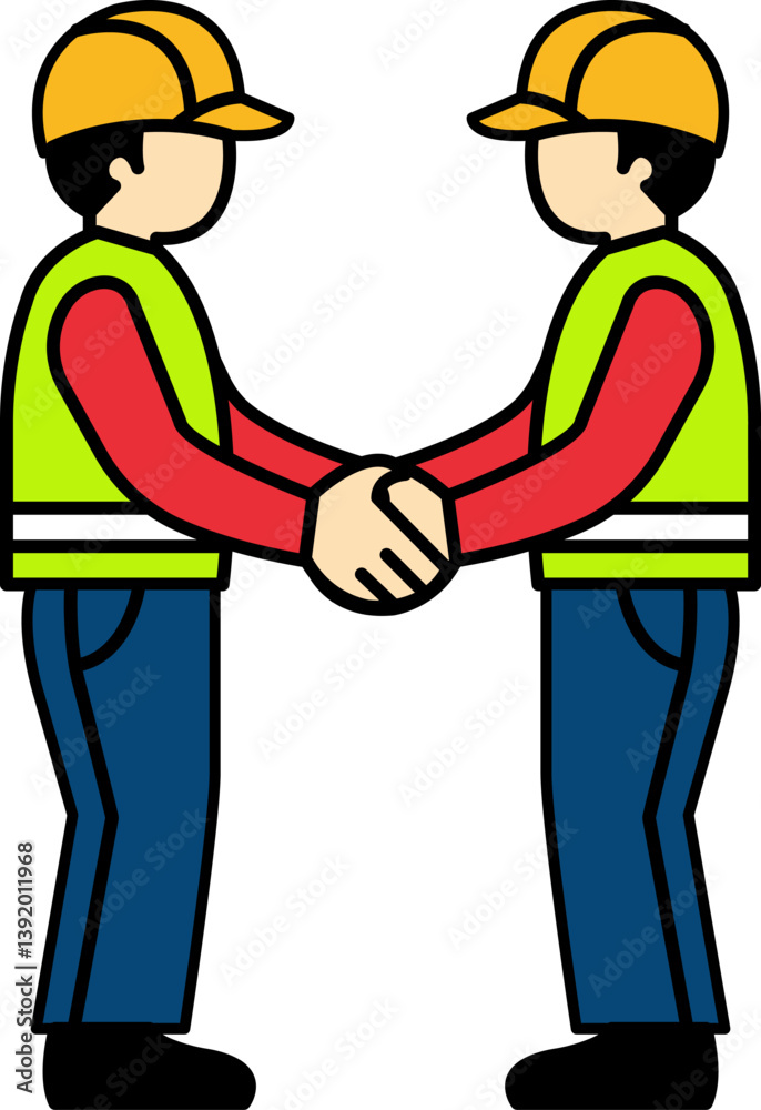 Fototapeta premium flat icon vector of Two technicians are shaking hands