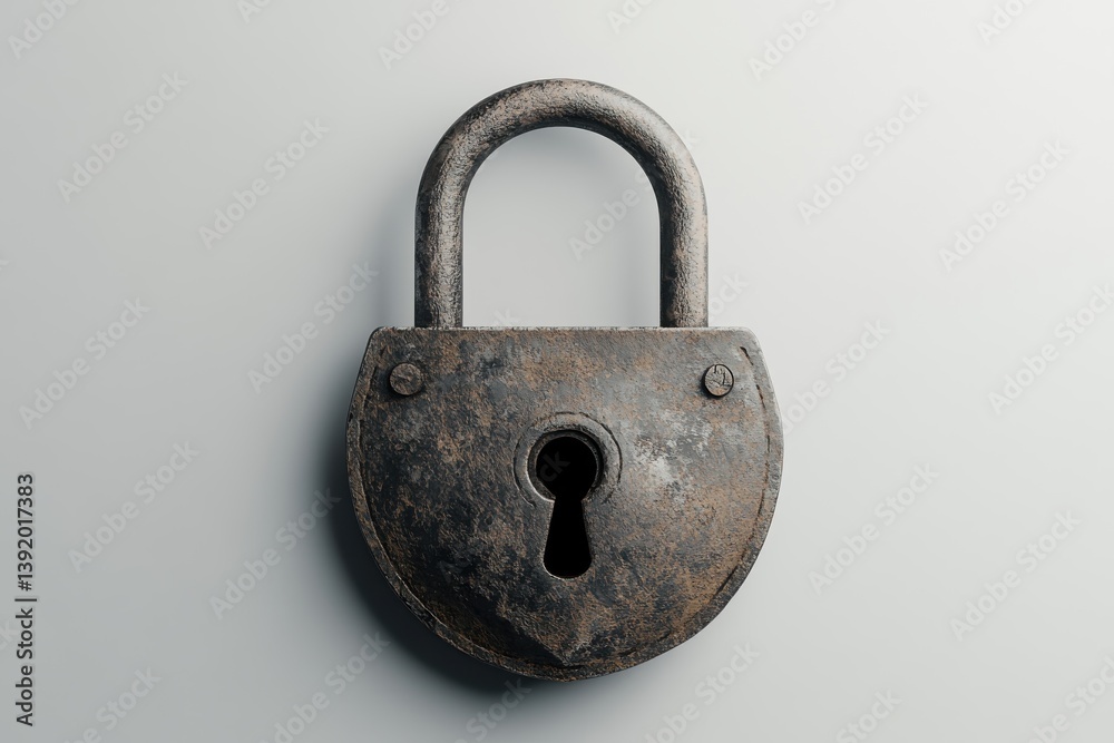 Rusty antique padlock secrets held tight aged metal detailed texture vintage charm security symbol isolated on transparent background