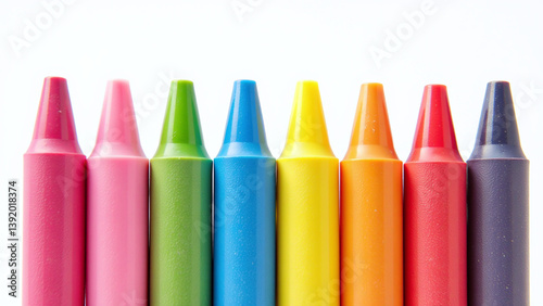 eight bright crayons various colors drawing art projects colorful wax crayons isolated