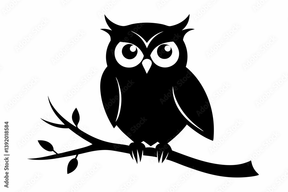 Fototapeta premium a owl on branch design silhouette vector illustration
