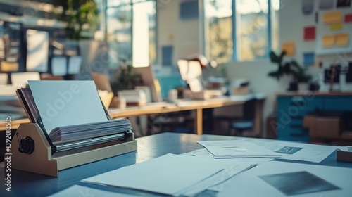 Wallpaper Mural Modern Office Workspace with Stationery and Natural Light Torontodigital.ca