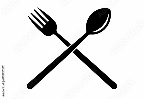  fork and spoon crossed design silhouette vector illustration