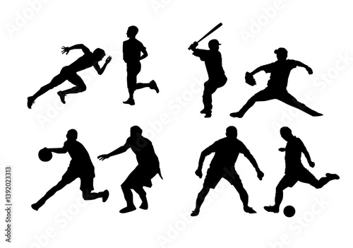 Silhouettes of Athletes Playing Various Sports