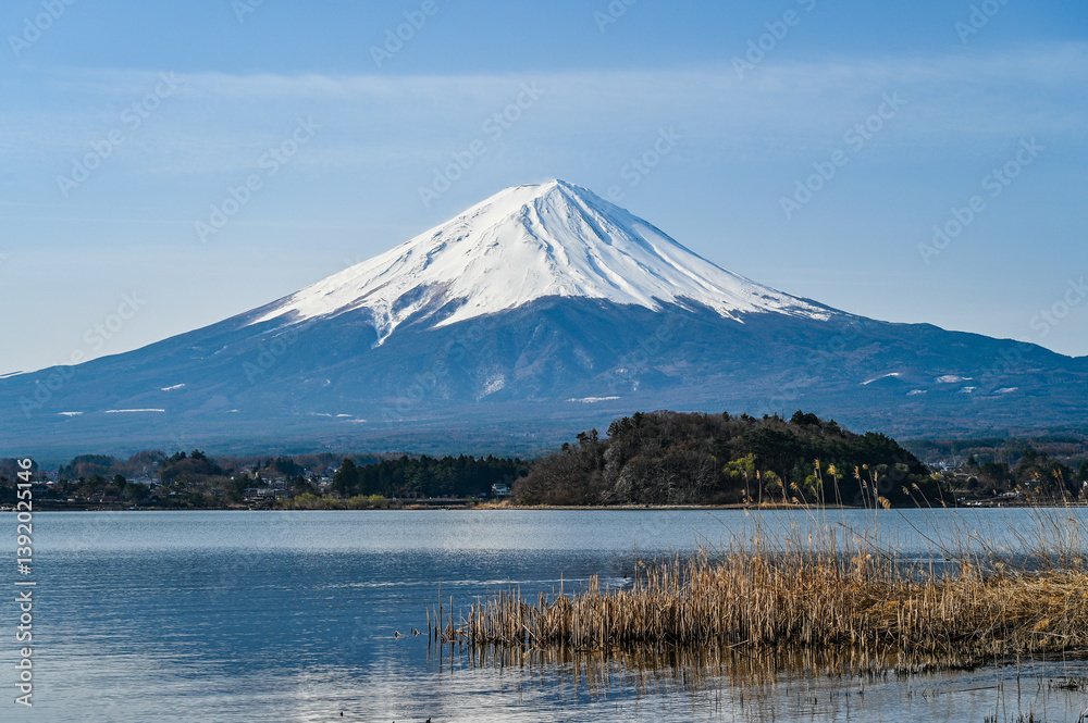 山梨県河口湖と富士山 山梨県河口湖と富士山