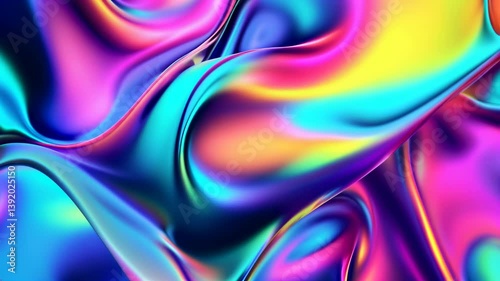 Wallpaper Mural Seamless loop animation background wallpaper of vibrant abstract holographic waves in iridescent neon colors
 Torontodigital.ca