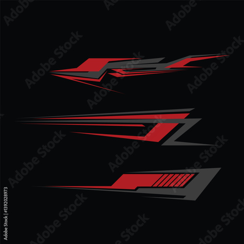 car body livery decal design. livery decal with sharp line style and red and grey color combination
