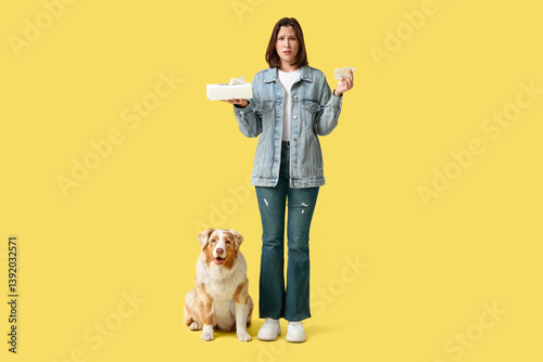 Dog and young woman with fu...