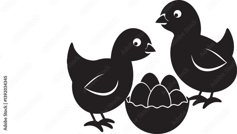 Fototapeta premium Baby chicks hatching from eggs on white background