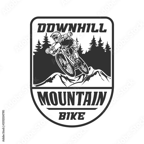 Extreme Downhill Mountain Biking Adventure Monochrome Vector Design