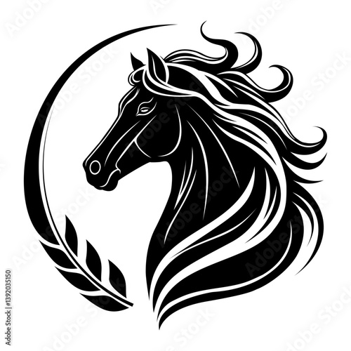 Elegant Horse Head Illustration – Black and White Animal Logo