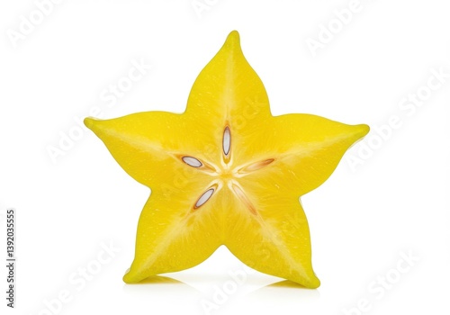 Yellow starfruit slice vibrant color