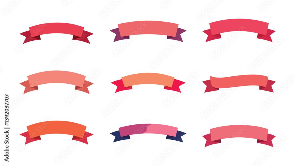 A vibrant colorful ribbon set offers a collection of vector banners and design elements for celebration A vibrant colorful ribbon set offers a collection of vector banners and design elements for celebration